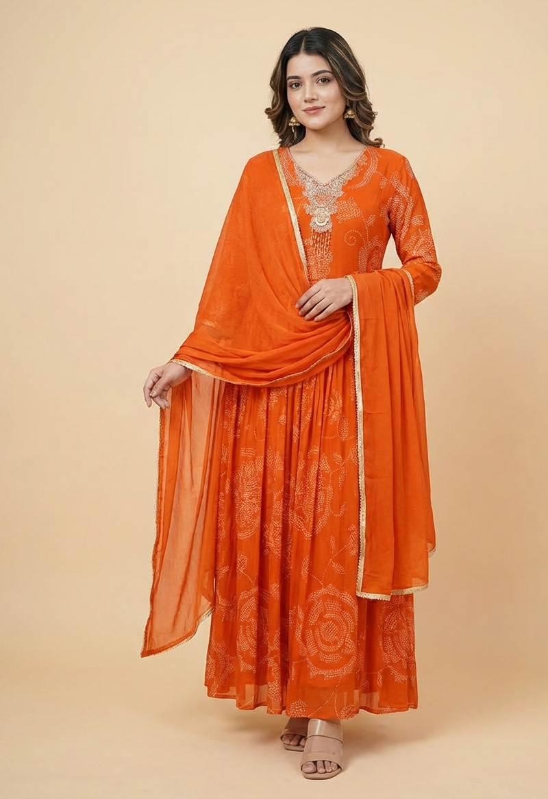 Ladocreations Festive Gown With Dupatta-LC1008320