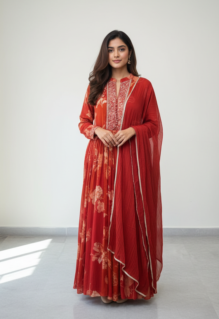 Ladocreations Festive Gown With Dupatta-LC1008163