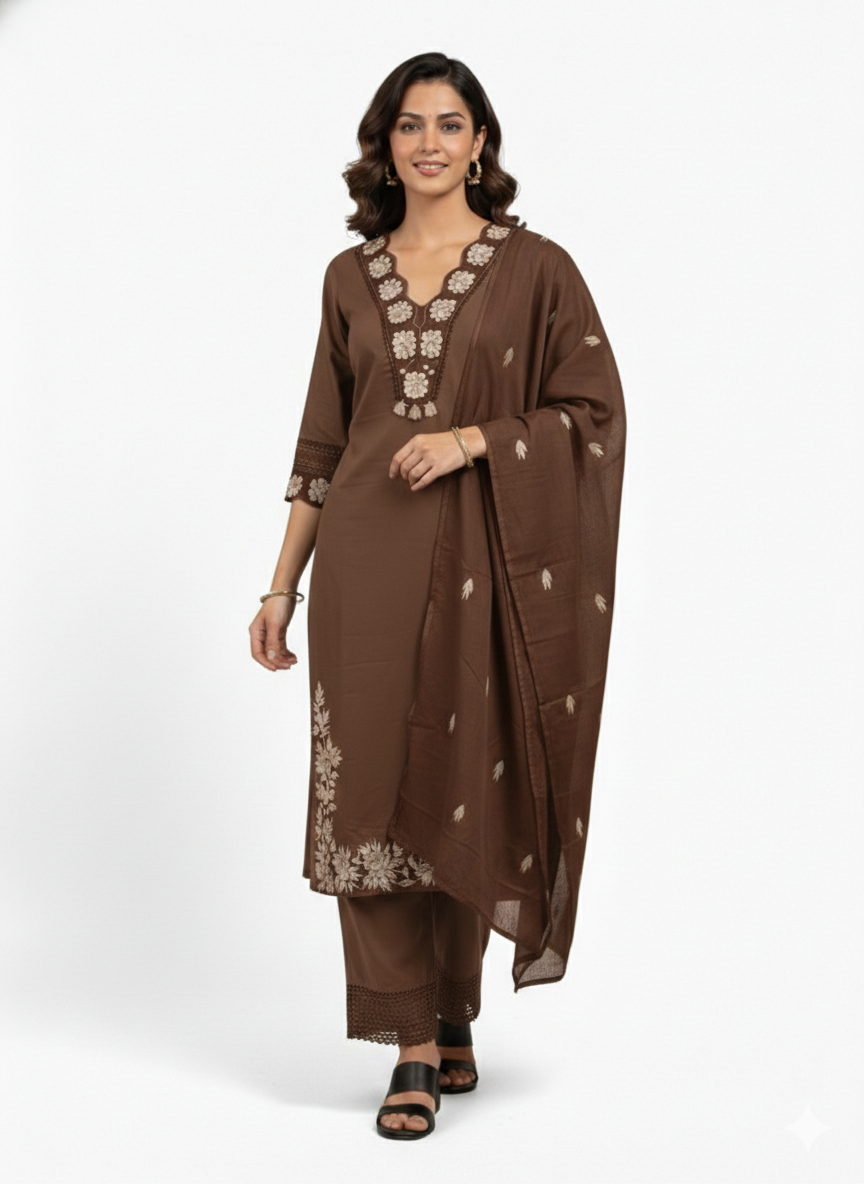 Lado's Premium Cotton Three Piece Suit Set- LC133