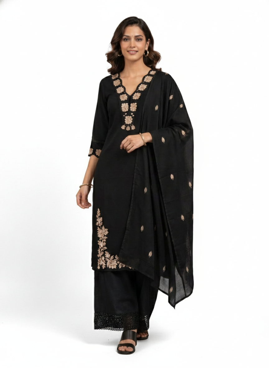 Lado's Premium Cotton Three Piece Suit Set- LC0133