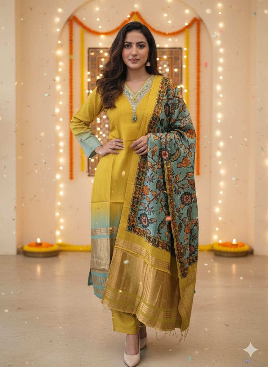 Ladocreations Three Piece Kurti Set-LCES94