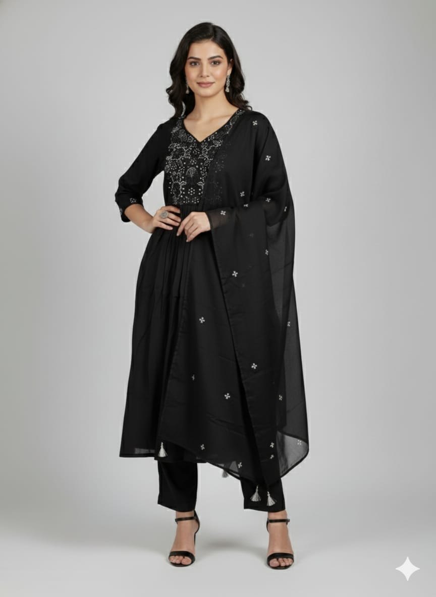 Ladocreations Three Piece Kurti Set-LCES98