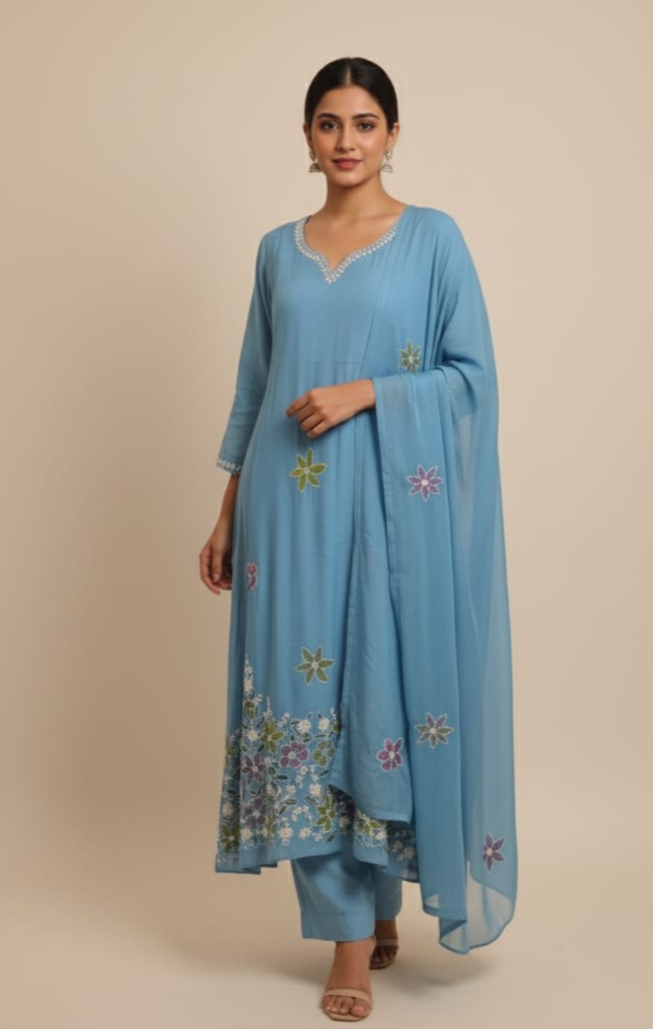 Ladocreations Three Piece Kurti Set-LCES96