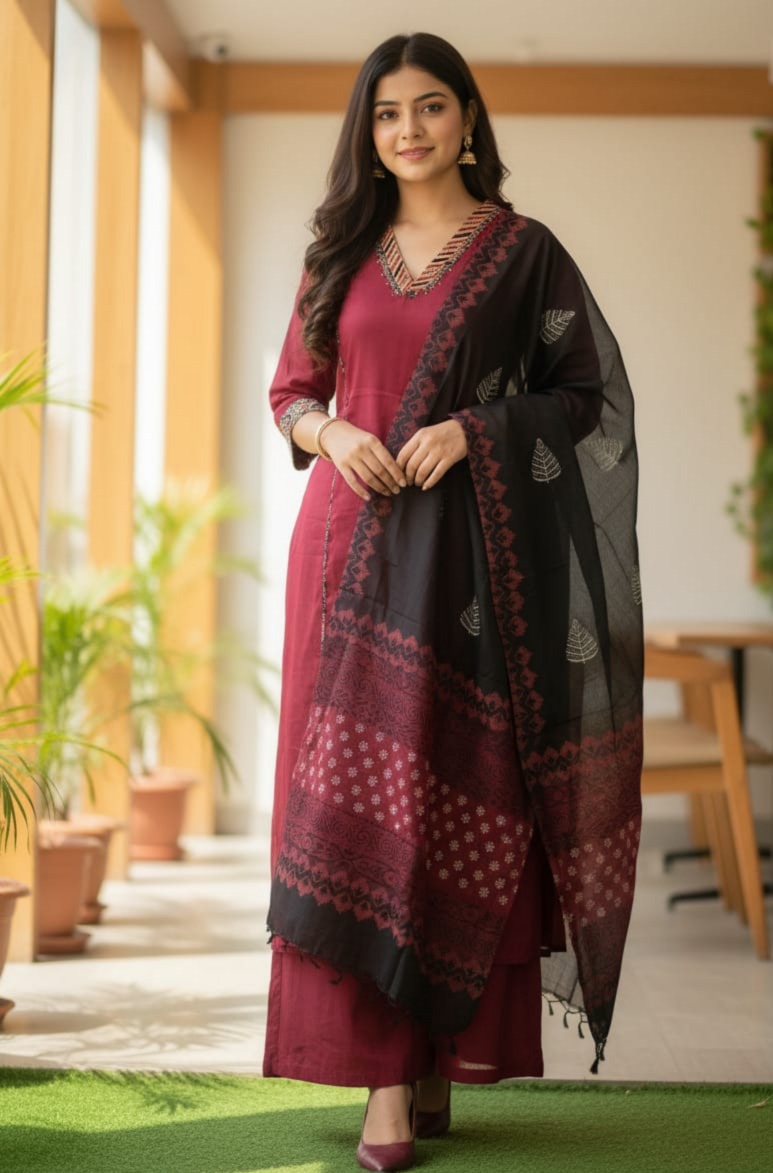 Ladocreations Three Piece Kurti Set-LCES99