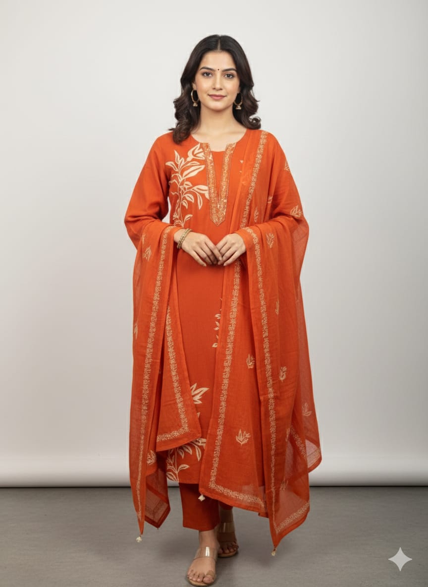 Premium Cotton Ethnic Three Piece Suit Set- LC139